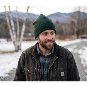 Moriarty Handmade 3 Point Knit Hat Ski Beanie Cap 100% Wool Vermont USA Green